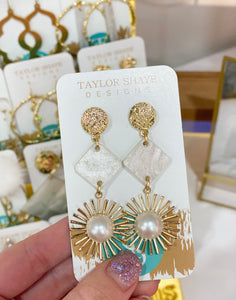 Taylor Shaye Acrylic Diamonds Starburst Drop Earrings - Be You Boutique