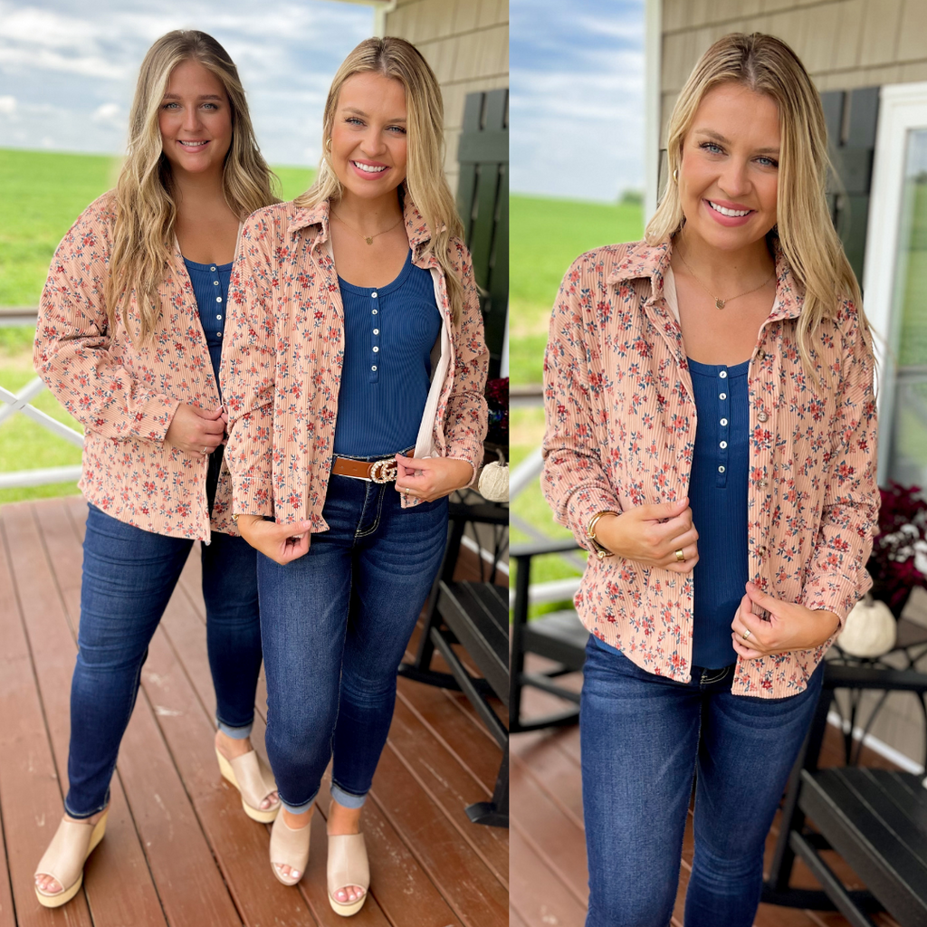 Ariana Corduroy Floral Top - Be You Boutique