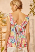 Lola Floral Print Tie Back Detail Blouse Top - Be You Boutique