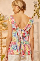 Lola Floral Print Tie Back Detail Blouse Top - Be You Boutique