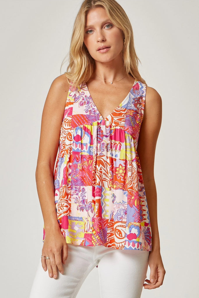 Edie Multi Color Baby Doll Tank - Be You Boutique