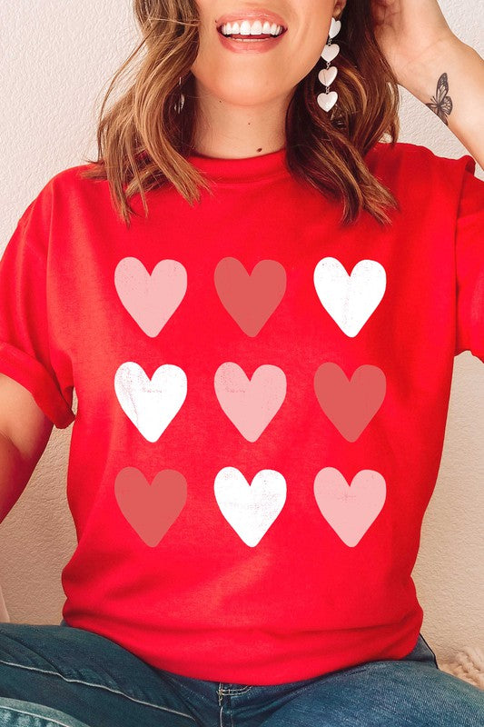 Valentine Multi Heart Graphic Tee - Be You Boutique
