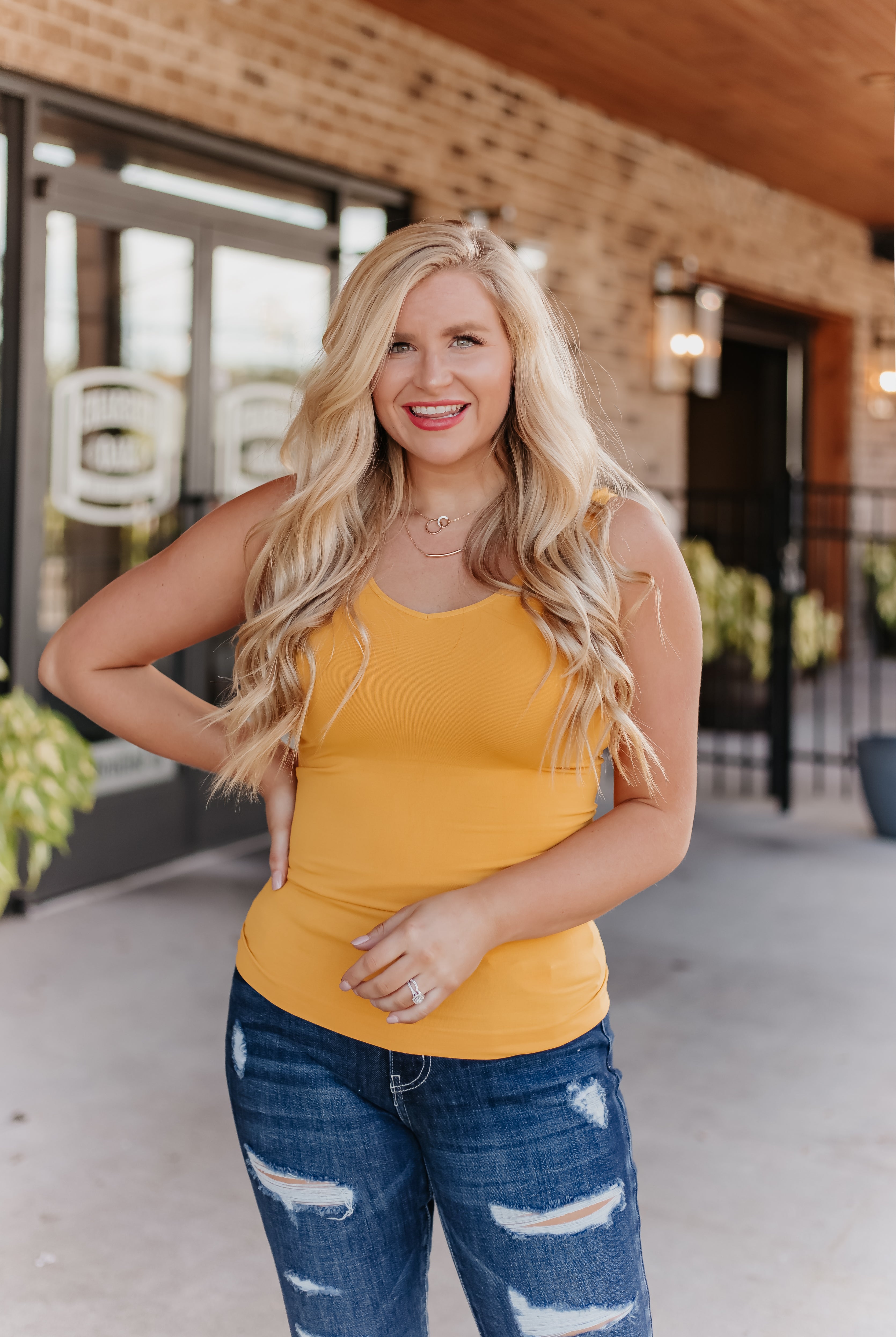 Cathy Basic Reversible Seamless Tank ~ Mustard - Be You Boutique