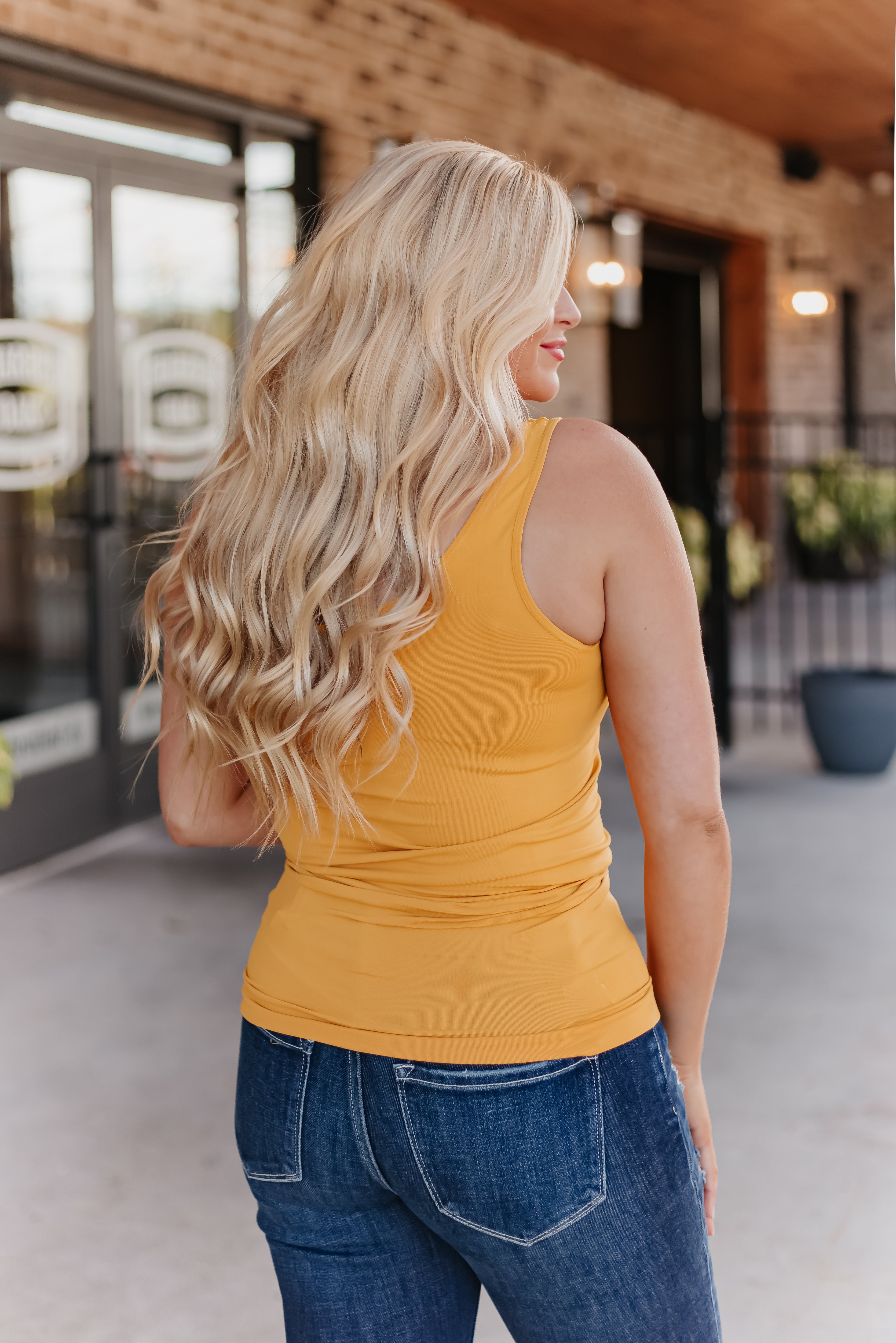 Cathy Basic Reversible Seamless Tank ~ Mustard - Be You Boutique