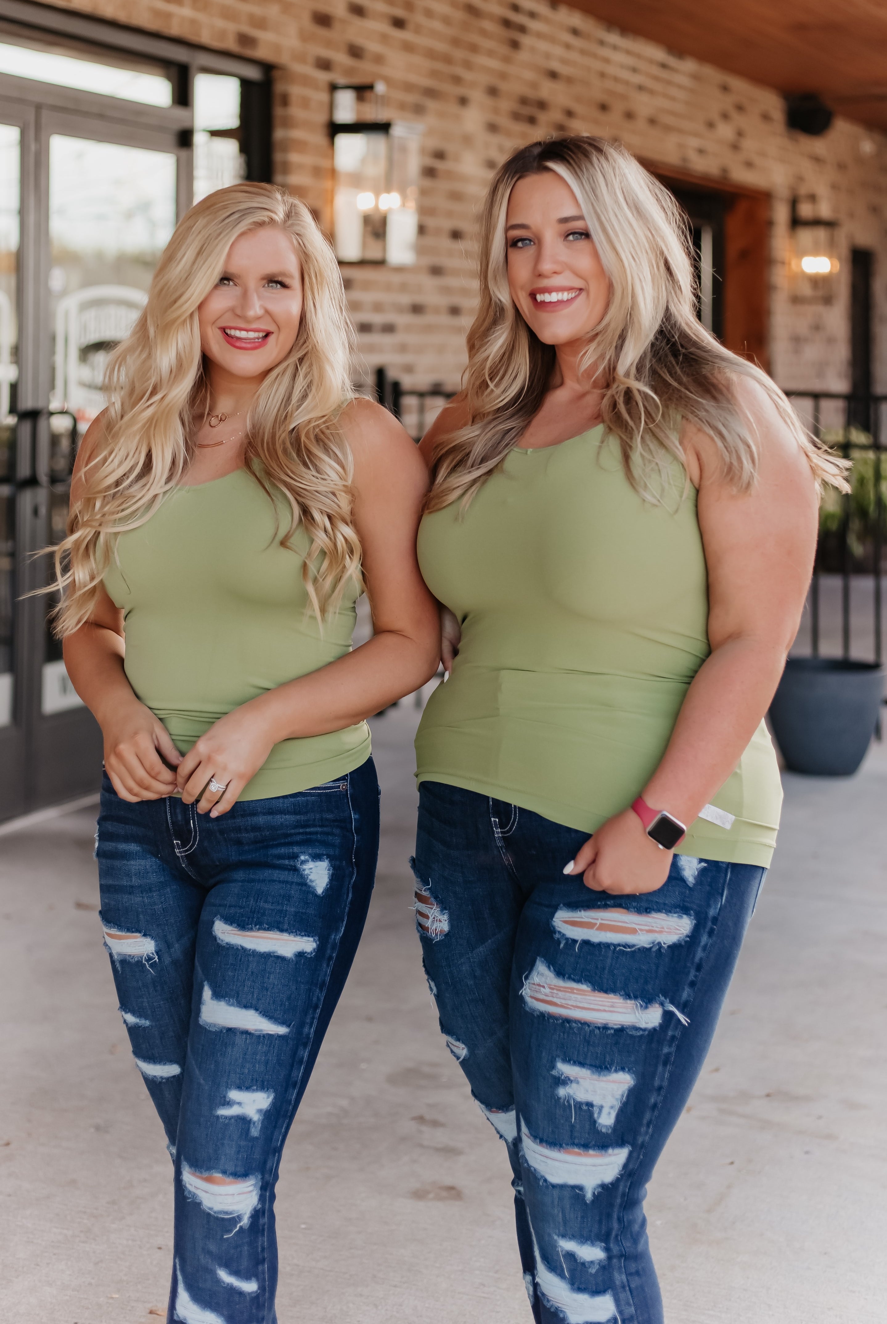 Cathy Basic Reversible Seamless Tank ~ Olive - Be You Boutique