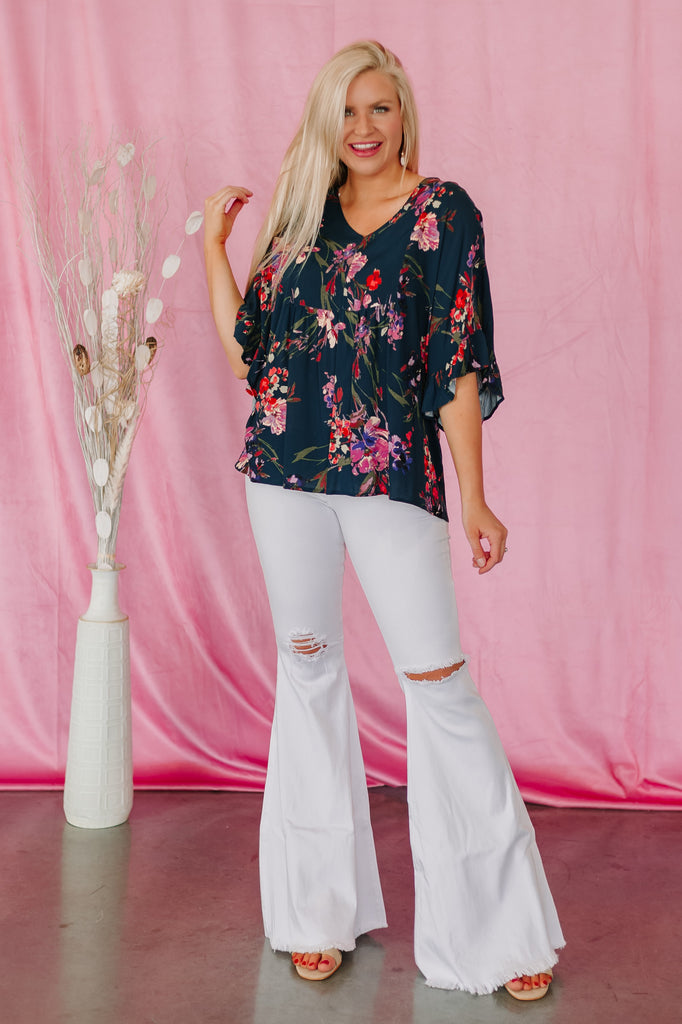 Vibrant Miu Juniper Distressed Flare Denim Jeans ~ White - Be You Boutique