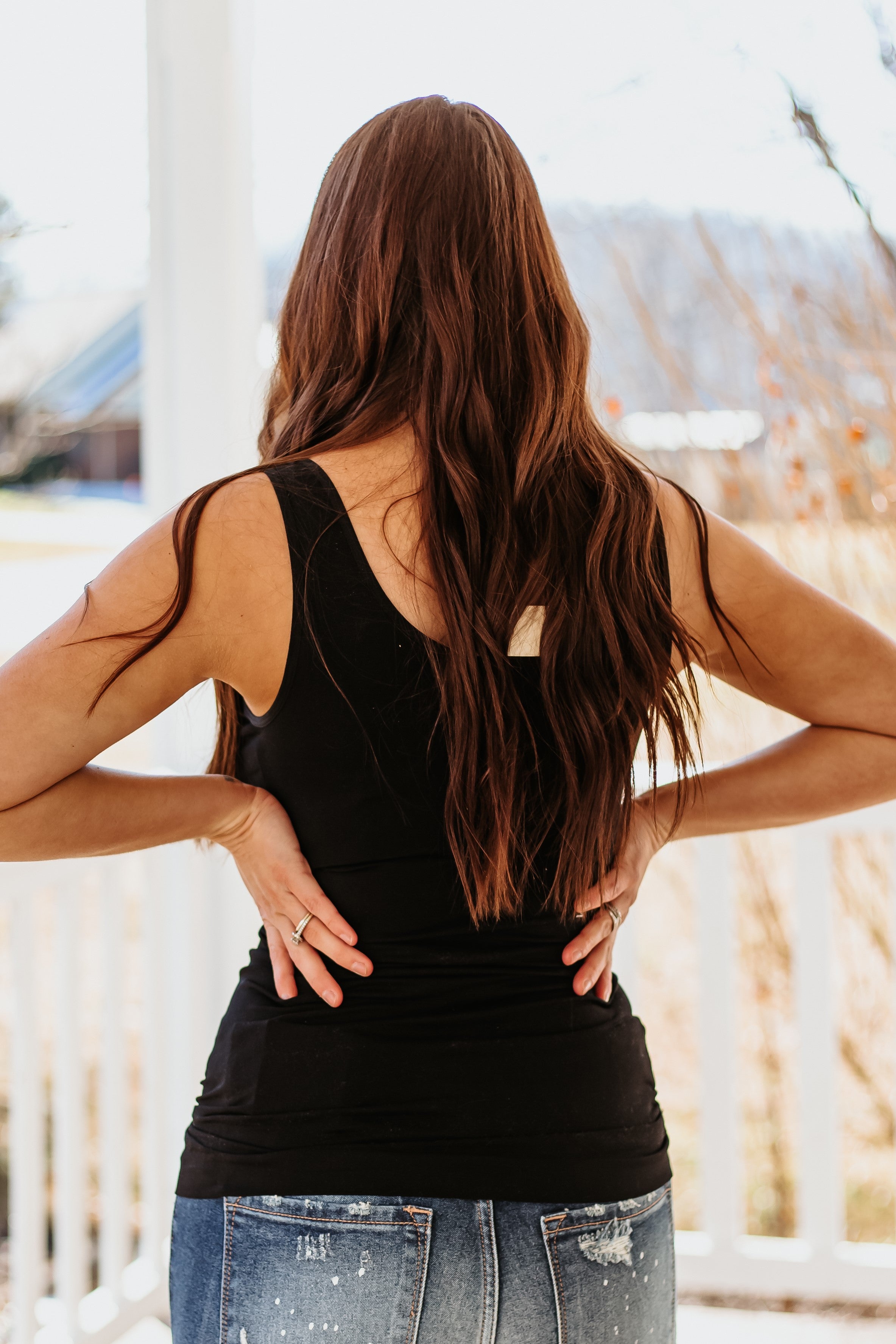 Cathy Basic Reversible Seamless Tank ~ Black - ShopBeYouBoutique