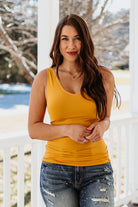 Cathy Basic Reversible Seamless Tank ~ Mustard - ShopBeYouBoutique