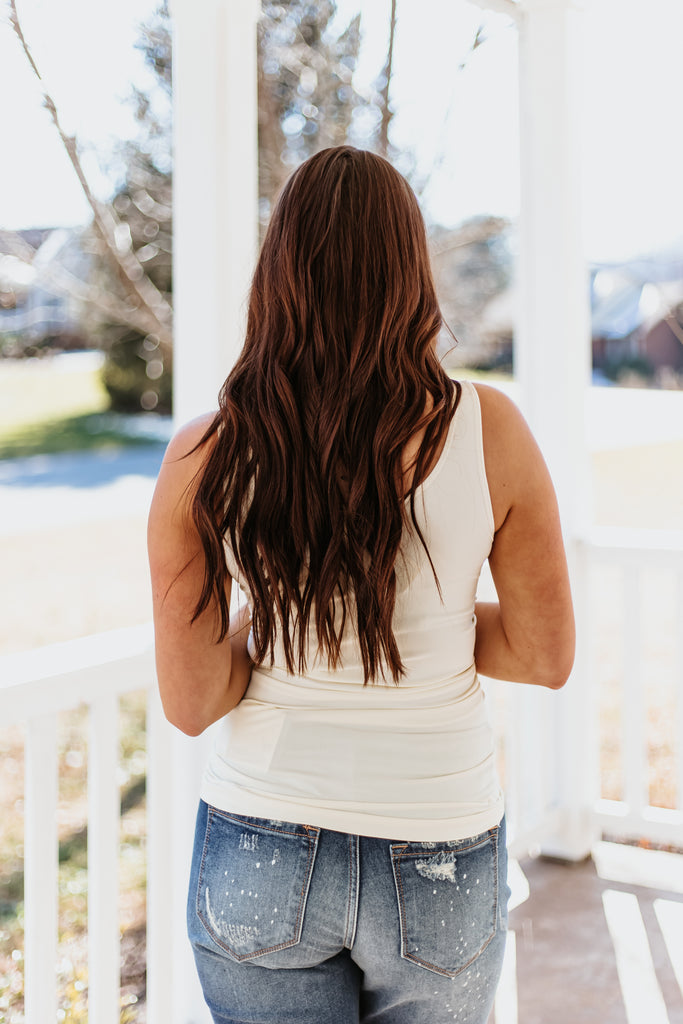 Cathy Basic Reversible Seamless Tank ~ Ivory - ShopBeYouBoutique