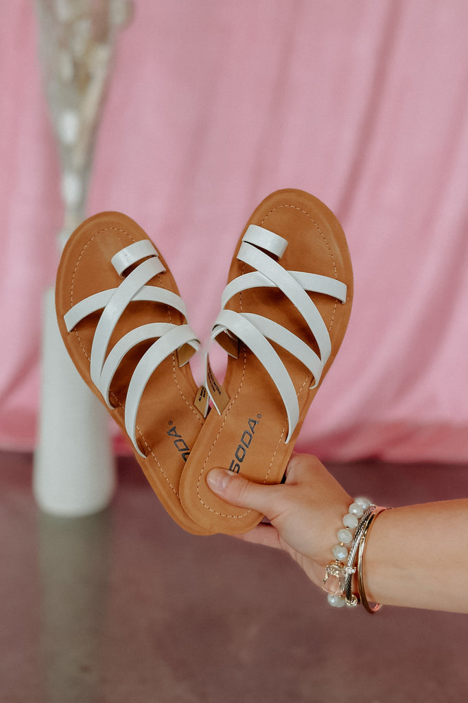 Isabel Multi Strap Sandal- White - Be You Boutique