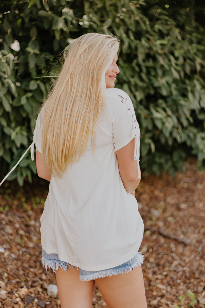 {Last Chance} Shayna Tie Sleeve Detailed Top **FINAL SALE** - ShopBeYouBoutique