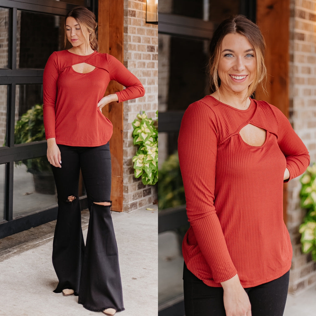 Andrew Soft Rib Cut Out Detail Top - Be You Boutique