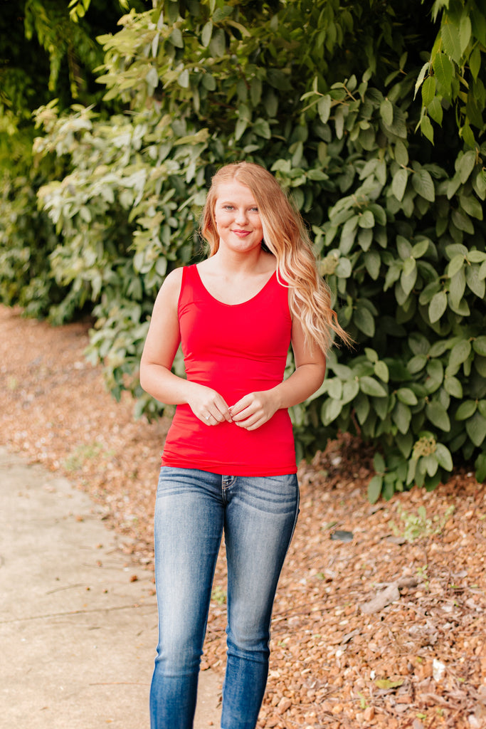 Cathy Basic Reversible Seamless Tank ~ Red - ShopBeYouBoutique