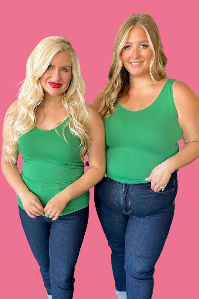 Cathy Basic Reversible Seamless Tank ~ Kelly Green - Be You Boutique