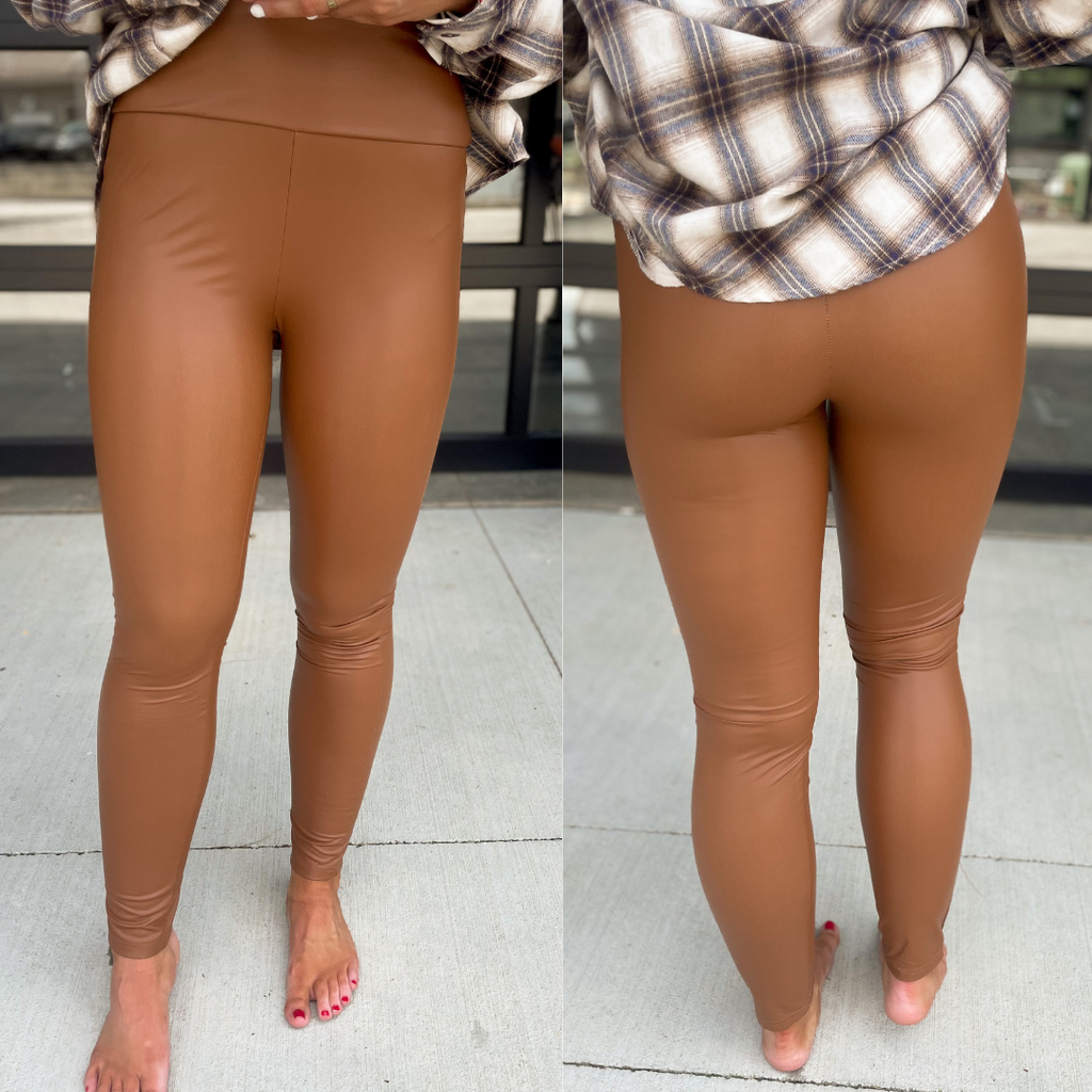 Fiona Leather Wide Waistband Leggings - Be You Boutique