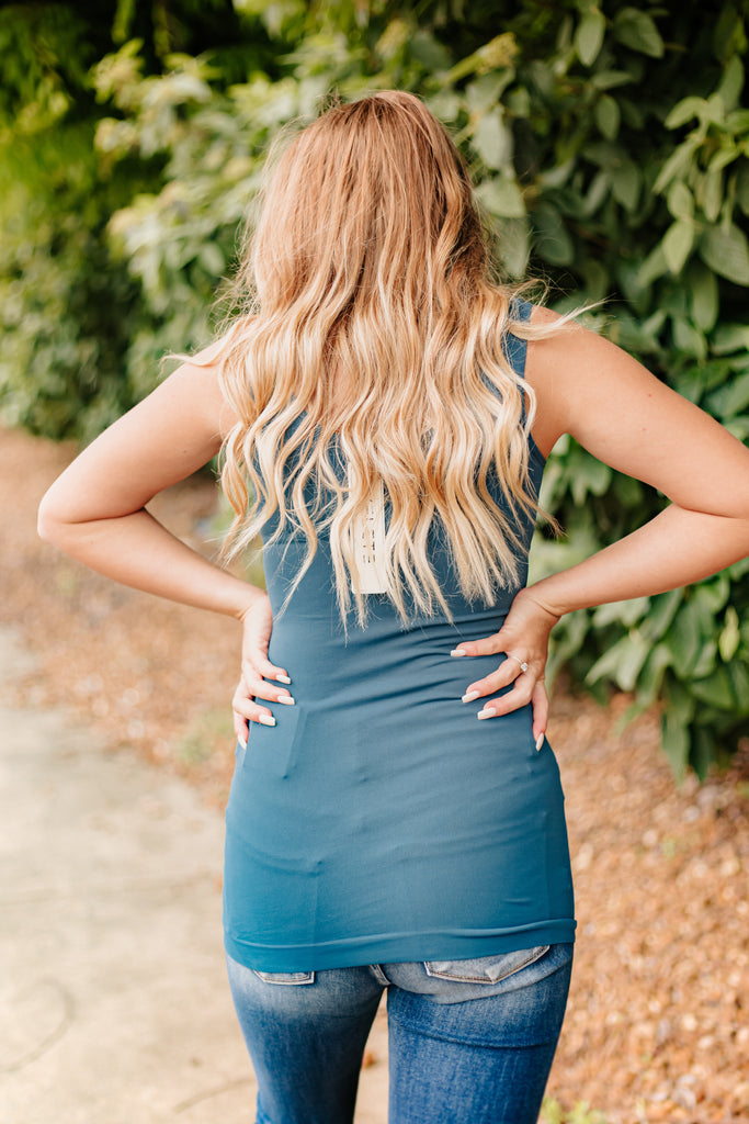 Cathy Basic Reversible Seamless Tank ~ Denim - ShopBeYouBoutique
