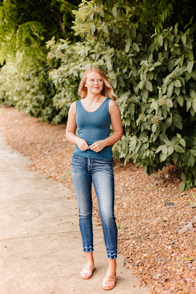 Cathy Basic Reversible Seamless Tank ~ Denim - ShopBeYouBoutique