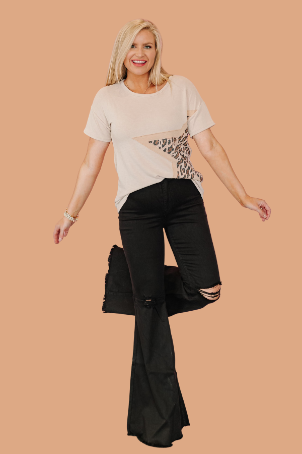 Vibrant Miu Juniper Distressed Flare Denim Jeans ~ Black  **FINAL SALE** - Be You Boutique