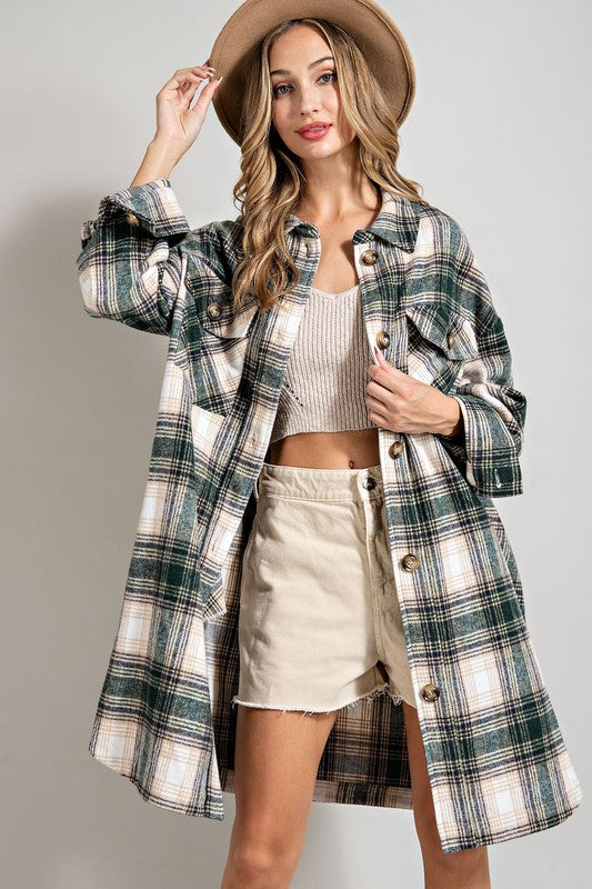 Martha Long Plaid Shacket - Be You Boutique