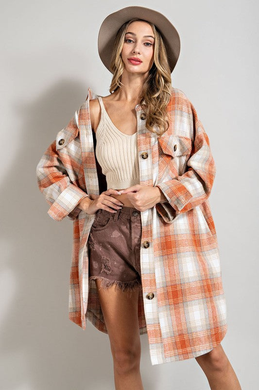 Martha Long Plaid Shacket - Be You Boutique