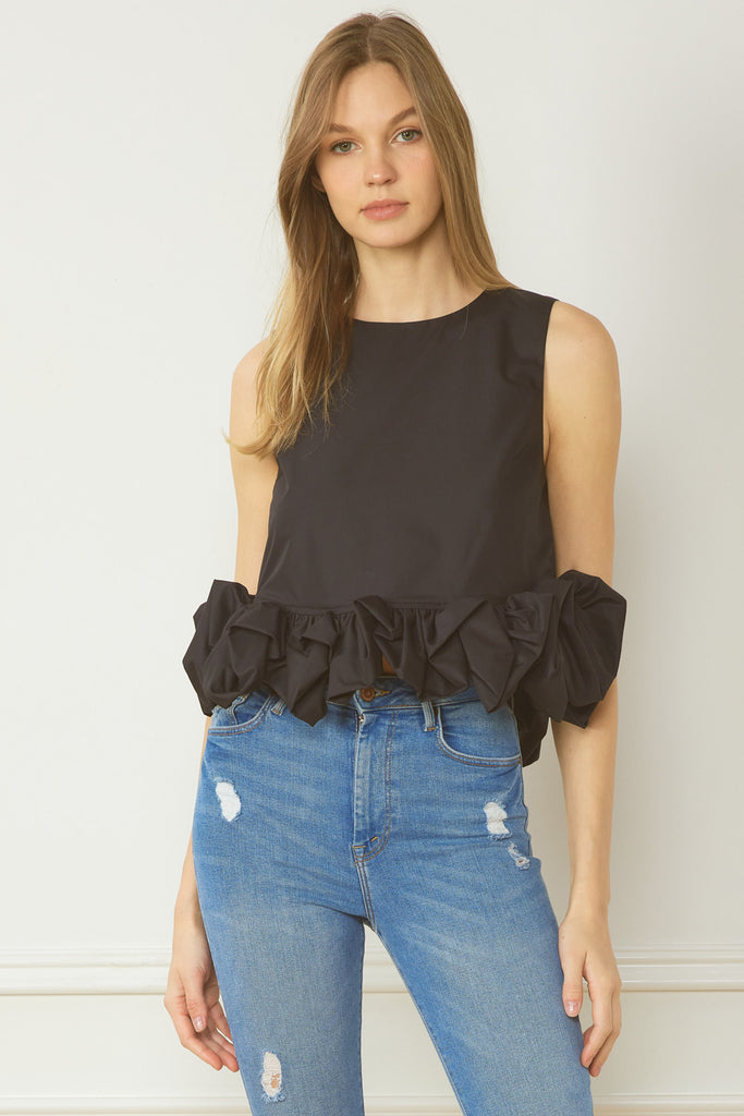 Monroe Sleeveless Top with Ruffled Hem - Be You Boutique