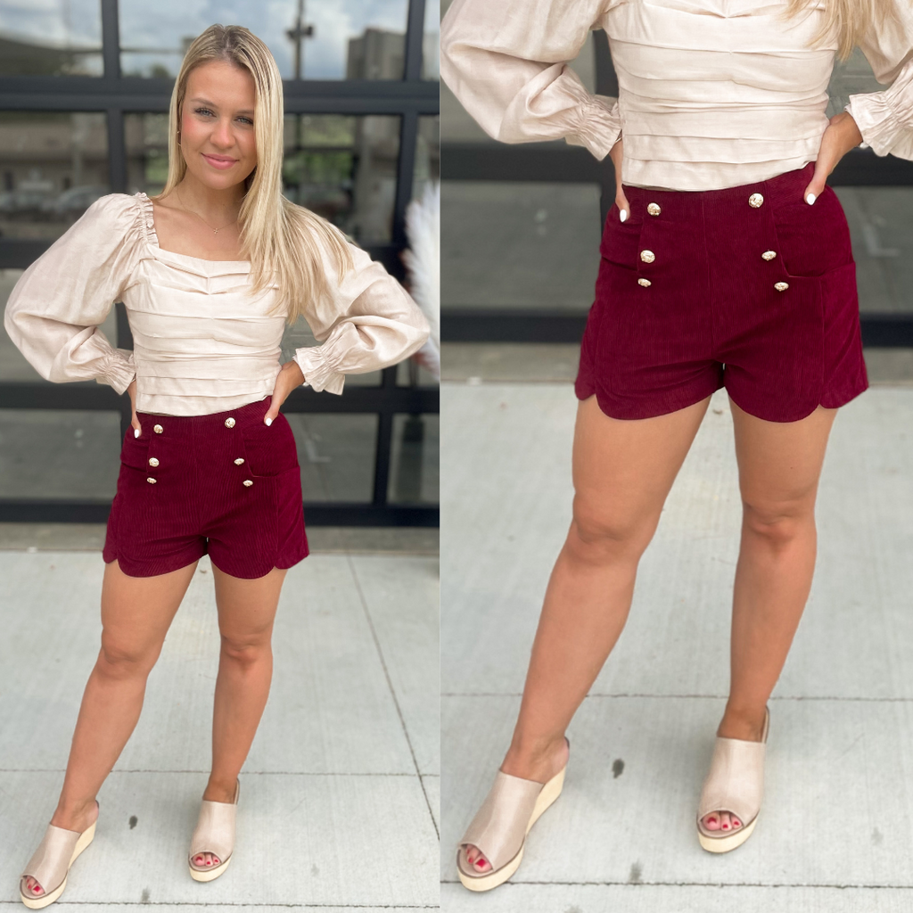Adalynn High Waisted Corduroy Shorts **FINAL SALE** - Be You Boutique