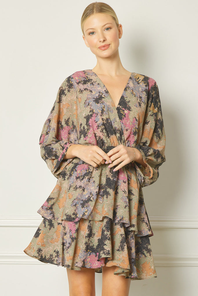 Maggie Mae V Neck Long Sleeve Dress - Be You Boutique