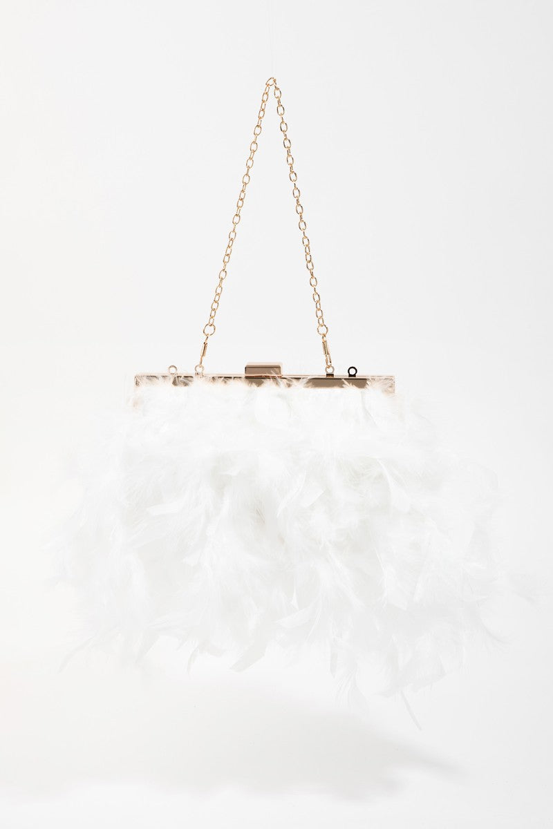 Lovey Feathered Chain Strap Hand Bag - Be You Boutique