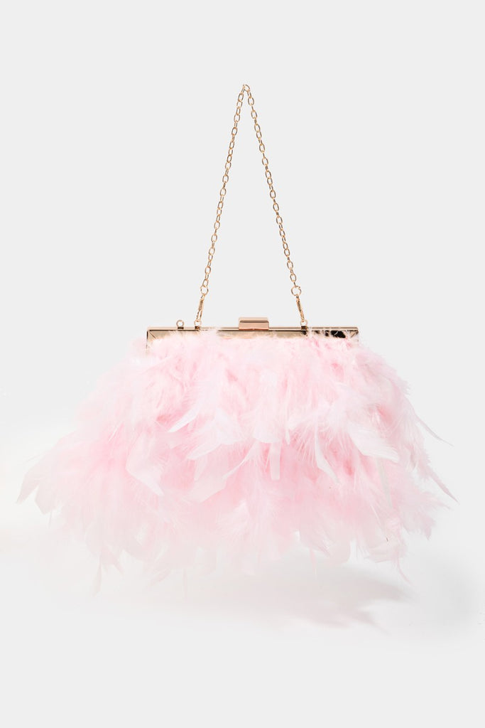 Lovey Feathered Chain Strap Hand Bag - Be You Boutique