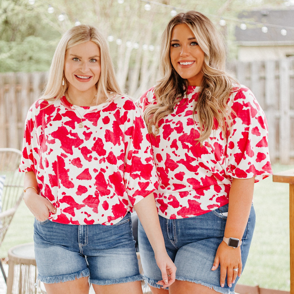 Honey Moo-nin' Cow Print Tee - Be You Boutique