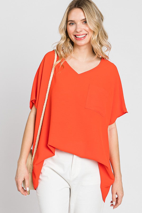 Corinne V Neck Short Sleeve Blouse Top - Be You Boutique