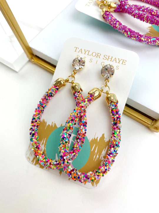 Taylor Shaye Glitter Teardrop Earrings - Be You Boutique