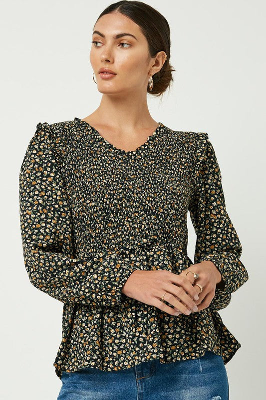 Aaliyah Smocked Floral Top - Be You Boutique