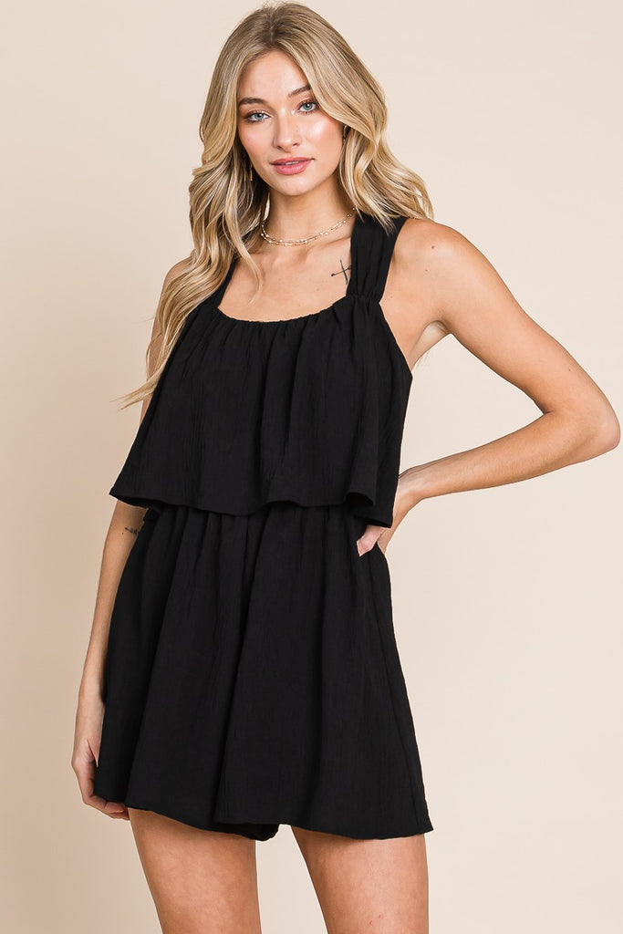 Heddy Halter Neck Ruffle Bust Romper - Be You Boutique