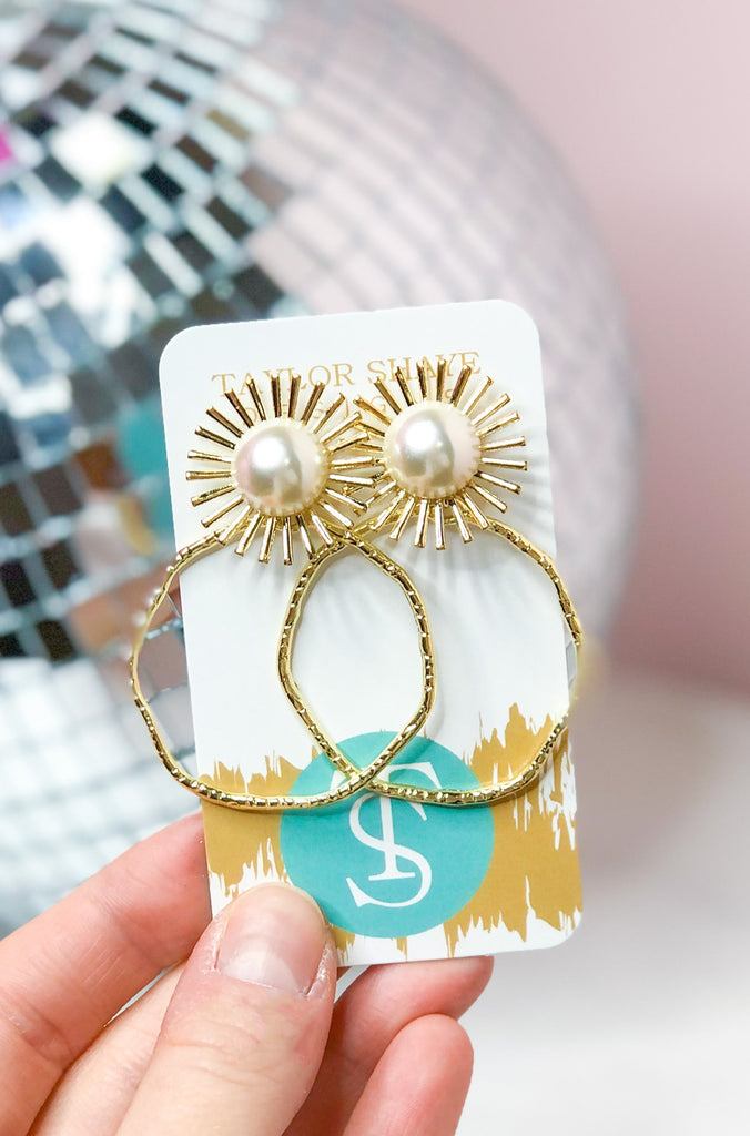 Taylor Shaye Pearl Sunburst Hoop Earrings - Be You Boutique
