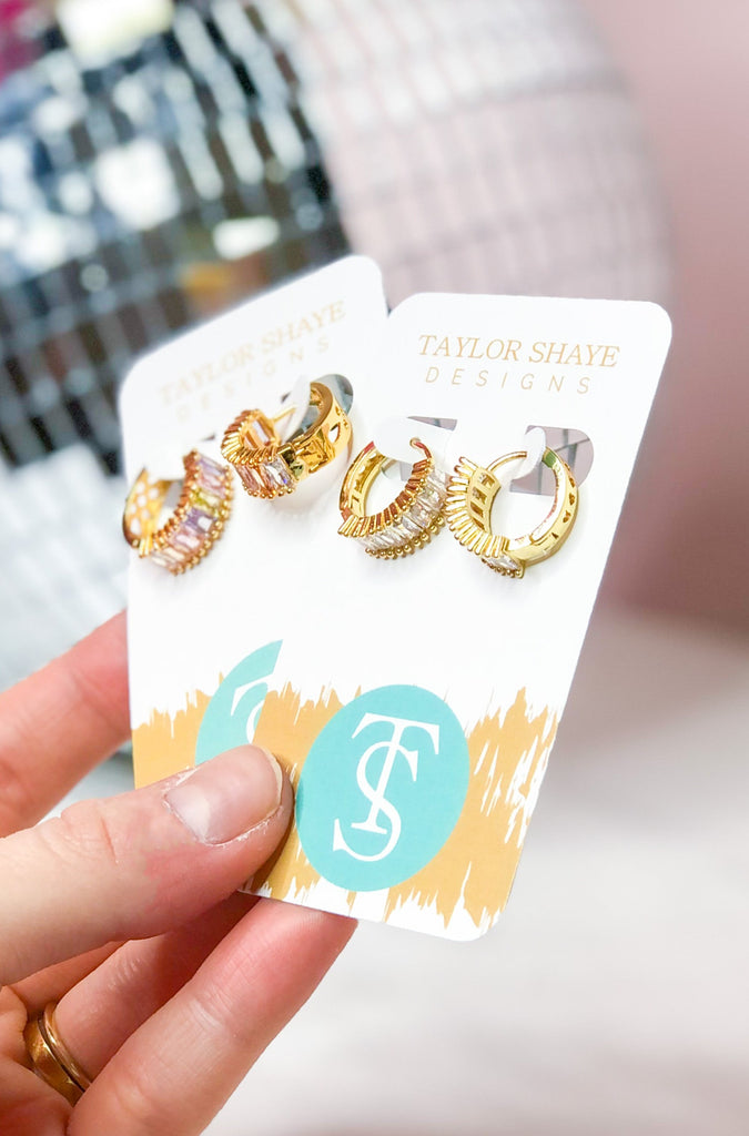 Taylor Shaye Crystal Baguette Huggies - Be You Boutique