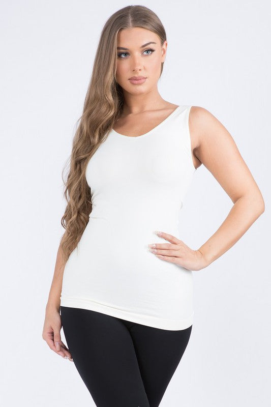 Cathy Basic Reversible Seamless Tank ~ Ivory - ShopBeYouBoutique