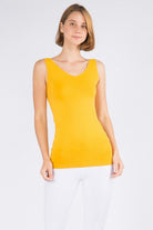 Cathy Basic Reversible Seamless Tank ~ Mustard - ShopBeYouBoutique