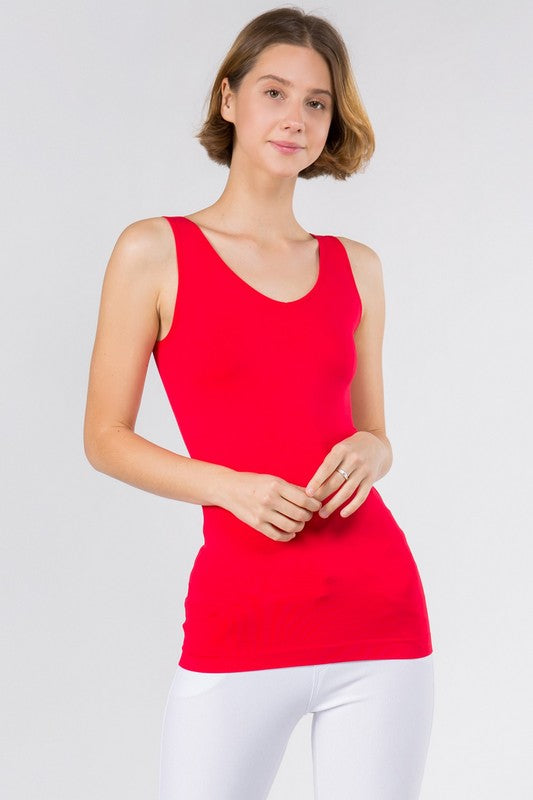 Cathy Basic Reversible Seamless Tank ~ Red - ShopBeYouBoutique