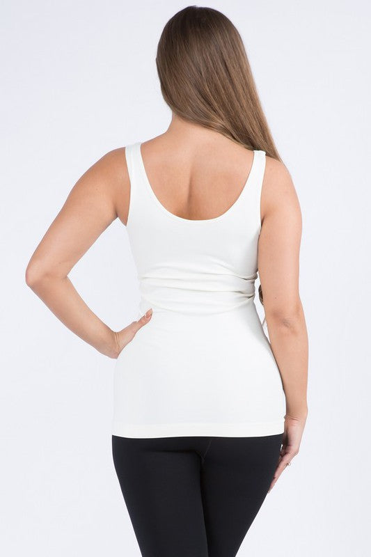 Cathy Basic Reversible Seamless Tank ~ Ivory - ShopBeYouBoutique