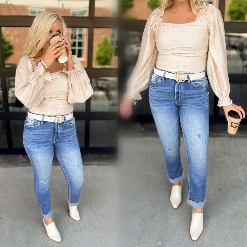 Kancan Kaly High Rise Cuffed Slim Straight Jeans - Be You Boutique