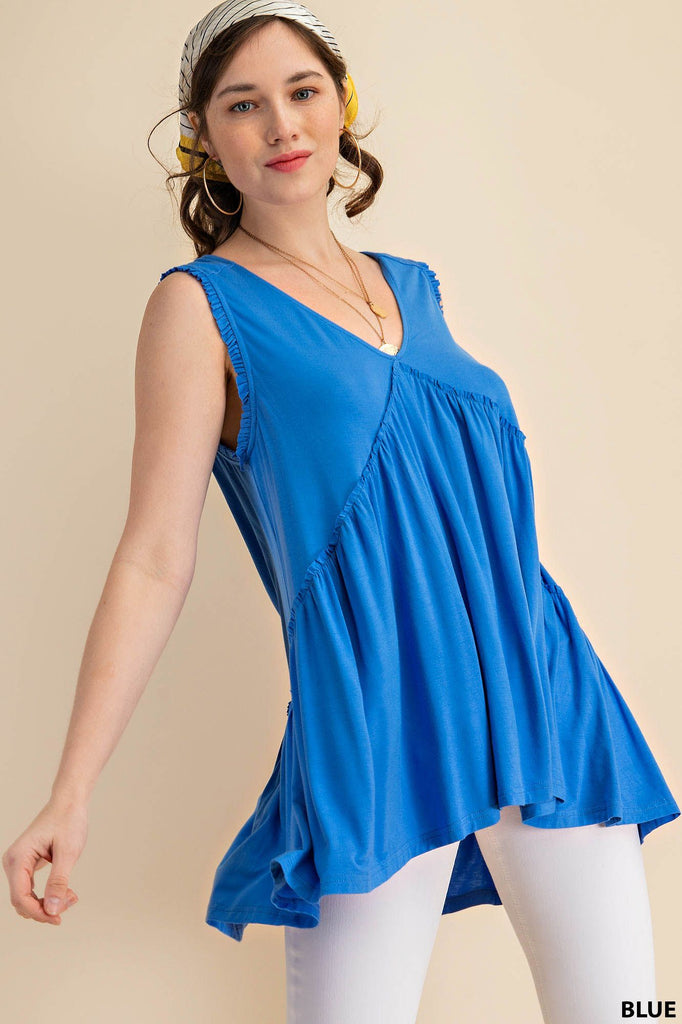 Becky Raw Edge Ruffle Detail Top - Be You Boutique