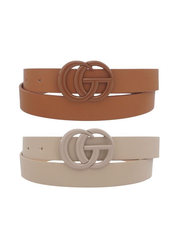GiGi Slim Color Coated Buckle Belt ~ Taupe - Be You Boutique