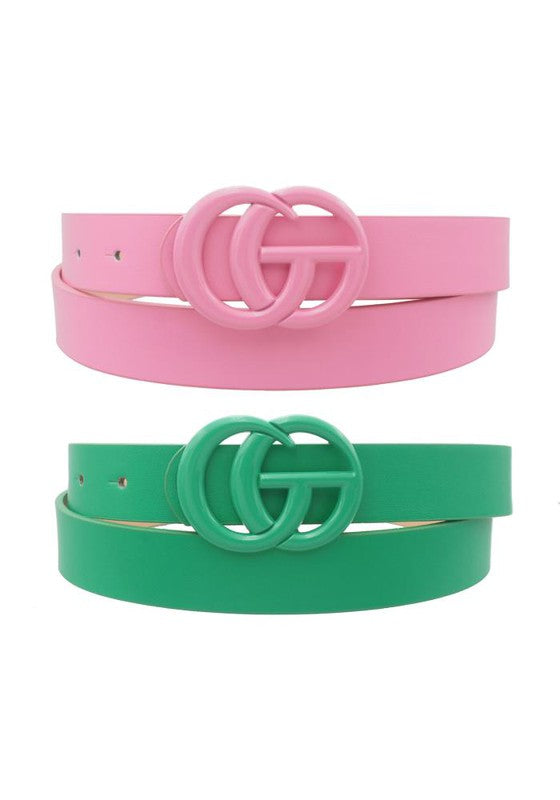GiGi Slim Color Coated Buckle Belt ~ Taupe - Be You Boutique