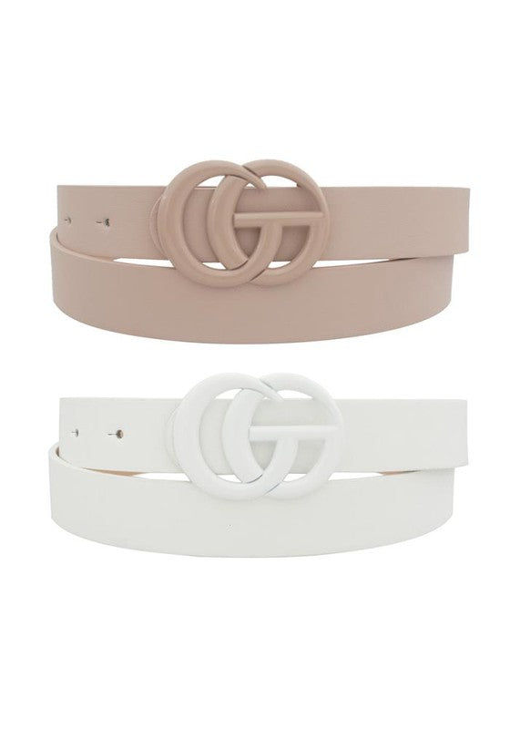 GiGi Slim Color Coated Buckle Belt ~ Taupe - Be You Boutique