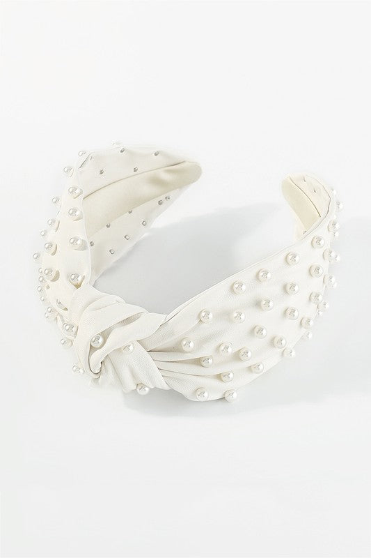 Pearlicious PU Leather and Pearl Knot Headband - Be You Boutique