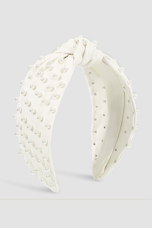 Pearlicious PU Leather and Pearl Knot Headband - Be You Boutique