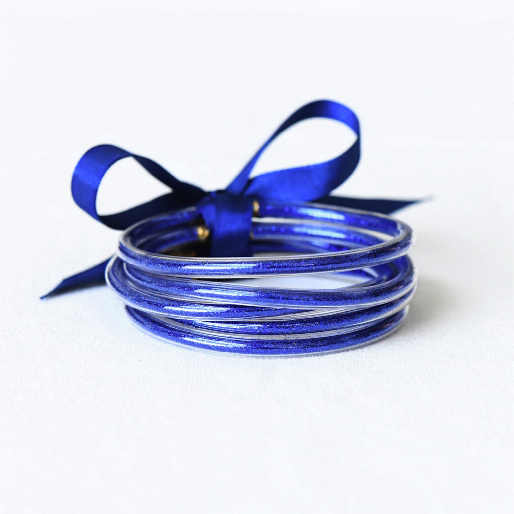 Landry Glitter Jelly Tube Bangle Bracelets, Set of 5 - Multi Colors - Be You Boutique