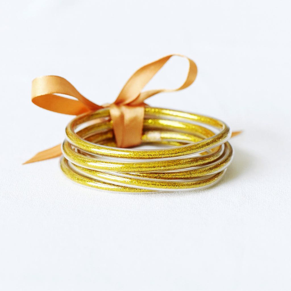 Landry Glitter Jelly Tube Bangle Bracelets, Set of 5 - Multi Colors - Be You Boutique