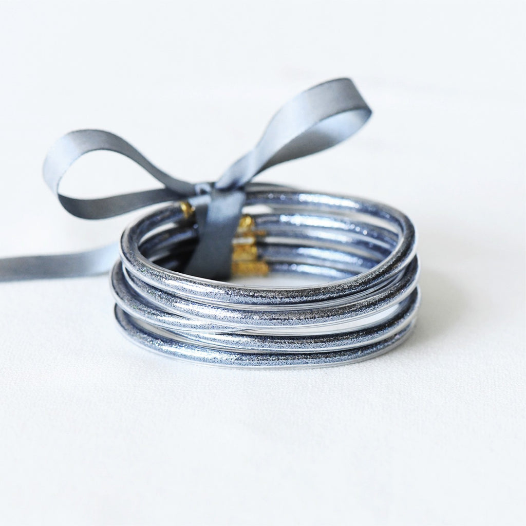 Landry Glitter Jelly Tube Bangle Bracelets, Set of 5 - Multi Colors - Be You Boutique